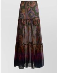 Etro - Silk Chiffon Maxi Skirt Paisley Print - Lyst
