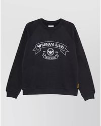 Emporio Armani - Cotton Logo Print Crew Neck Long Sleeve Sweatshirt - Lyst
