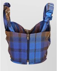 Vivienne Westwood - Virgin Wool Checked Sleeveless Sweetheart Neck Corset Top - Lyst