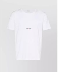 Saint Laurent - Logo Cotton Crewneck Short Sleeve T-Shirt - Lyst
