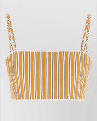 ANDAMANE - Carrie Striped Smocked Cropped Beach Top - Lyst