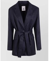 Semicouture - Linen Tailoring Jacket Belted Flap Pockets - Lyst