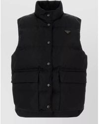 Prada - Re-Nylon Down Jacket High Collar Pockets - Lyst