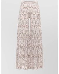 D.exterior - High Waist Chevron Lurex Sheer Wide Pants - Lyst