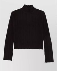Alysi - Wool Mock Neck Cropped Ribbed Sweater - Lyst