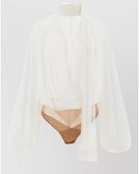 Elisabetta Franchi - Crepe V-Neck Long-Sleeve Bodysuit - Lyst
