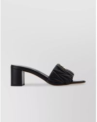 Miu Miu - Nappa Leather Block Heel Mules With Quilted Design - Lyst