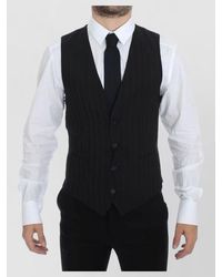 Dolce & Gabbana - Wool Pinstripe V-Neck Waistcoat - Lyst