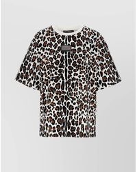 Dolce & Gabbana - Animal Print Logo T-Shirt With Round Neck - Lyst