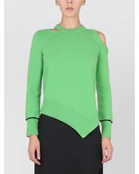 McQueen - Ribbed Off-Shoulder Wool Sweater - Lyst