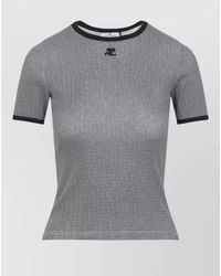 Courreges - Cotton Houndstooth Logo Print Short Sleeve T-Shirt - Lyst