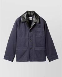 Miu Miu - Coat Contrast Cuffs Front Pockets Leather Collar - Lyst
