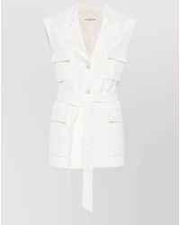 P.A.R.O.S.H. - Sleeveless Jacket Belted Waist Silk Nylon - Lyst