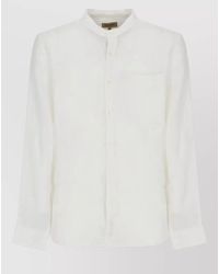 Woolrich - Linen Mandarin Collar Long-Sleeve Shirt - Lyst