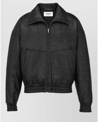 Saint Laurent - Lambskin Jacket Textured Stand Collar - Lyst