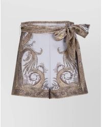 Zimmermann - High Waist Cotton Silk Paisley Print Shorts - Lyst
