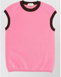 Versace - Knit Top Sleeveless Contrast Trim Ribbed Edges - Lyst