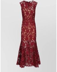 Self-Portrait - Lace Sleeveless Crew Neck Midi Dress - Lyst