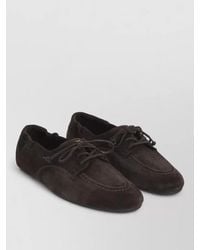 Celine - Suede Leather Lace-Up Loafers - Lyst