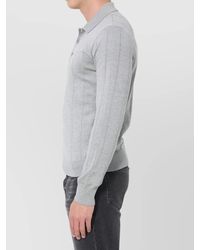 Celine - Silk Long-Sleeve Ribbed Regular-Fit Polo Shirt - Lyst