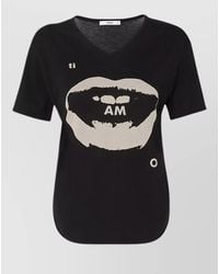 Fendi - V Neck Graphic Top Curved Hem - Lyst