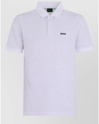 BOSS - Patterned Cotton Polo Shirt Regular Fit - Lyst