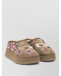 UGG - Suede Embroidered Platform Mary Jane Slippers - Lyst