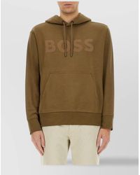 BOSS - Hooded Sweatshirt With Kangaroo Pocket And Ribbed Finish - Lyst