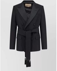 Valentino - Virgin Wool Blazer Belted Double Breasted - Lyst