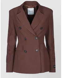 ERMANNO FIRENZE - Double Breasted Blazer Notch Lapels Embroidery - Lyst