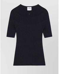 Courreges - Fine Ribbed Crew Neck Short Sleeve Knitted Top - Lyst