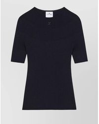 Courreges - Ribbed Texture Crewneck Knitwear With Short Sleeves - Lyst