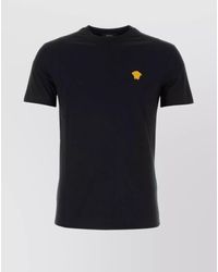 Versace - T-Shirt With Iconic Logo Embroidered On The Chest - Lyst