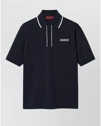 Gucci - Cotton Pique Polo Shirt Contrast Trim - Lyst