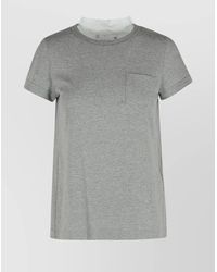 Sacai - Cotton T-Shirt With Pleated Back And Chest Pocket - Lyst