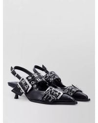 Ganni - Buckle Slingback Sandals Kitten Heel Toe - Lyst