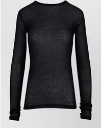 Ann Demeulemeester - Slim Fit Long Sleeve Sheer Knit Top - Lyst