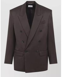 Saint Laurent - Silk Satin Double-Breasted Blazer - Lyst