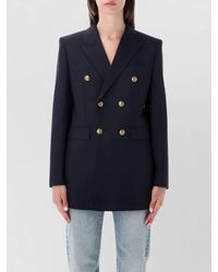 Saint Laurent - Double Breasted Wool Gabardine Blazer Jacket - Lyst