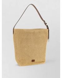 Pinko - Raffia Bucket Bag Woven Texture Strap - Lyst
