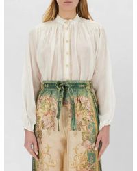 Zimmermann - Junie Billow High Collar Oversize Shirt - Lyst