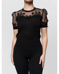 Dolce & Gabbana - Silk Floral Lace Short-Sleeve Knit Top - Lyst