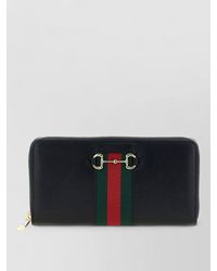 Gucci - Horsebit Web Leather Clutch Wallet - Lyst