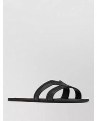 Saint Laurent - Mabrouka Leather Slides Flat Open Toe - Lyst