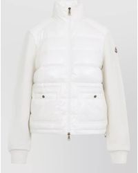 Moncler - High Collar Quilted Zip Cardigan Coat - Lyst