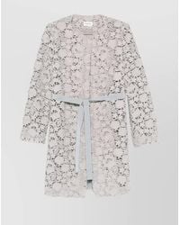 P.A.R.O.S.H. - Waist Belted Floral Lace Blazer - Lyst