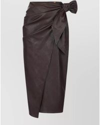 Elisabetta Franchi - Midi Wrap Skirt High Waist Leather Look - Lyst