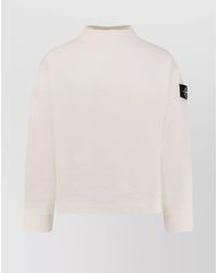 Stone Island - Ribbed Crew-Neck Cotton Sweatshirt With Elbow Patches - Lyst