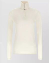 Jil Sander - Virgin Wool Blend Half Zip Turtleneck Sweater - Lyst