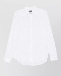 Emporio Armani - Long Sleeve Linen Shirt Button Collar - Lyst